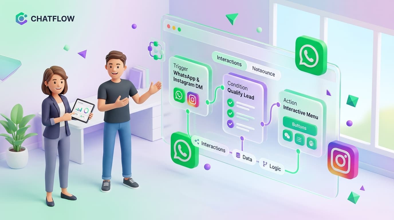 No-Code Visual Automation Flow Builder for WhatsApp and Instagram