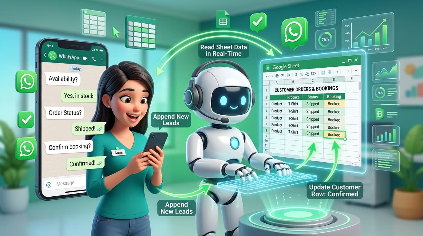 Automated Google Sheets Read, Write, and Update Operations via WhatsApp Chatbot