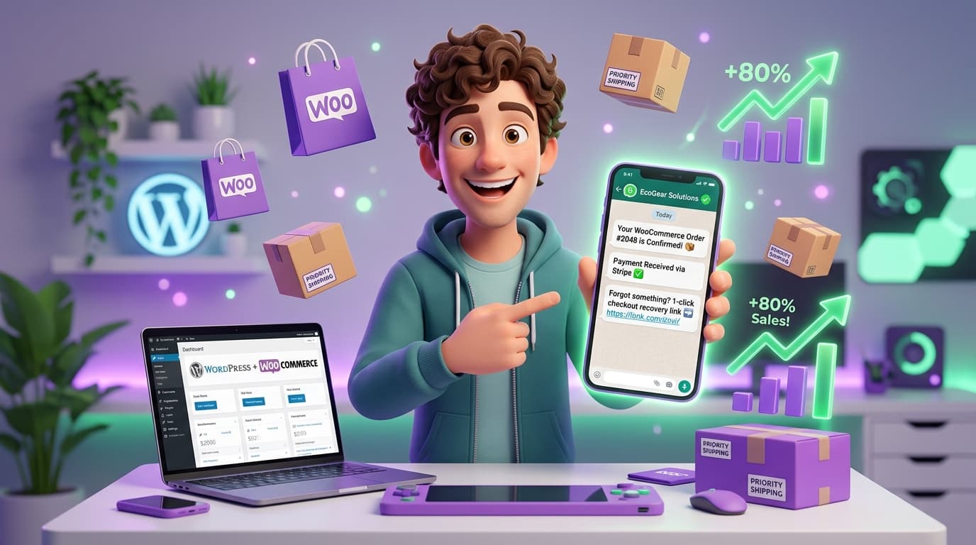 WooCommerce WhatsApp Automation Dashboard with Live Orders, Payment Receipts, and AI Sales Assistant